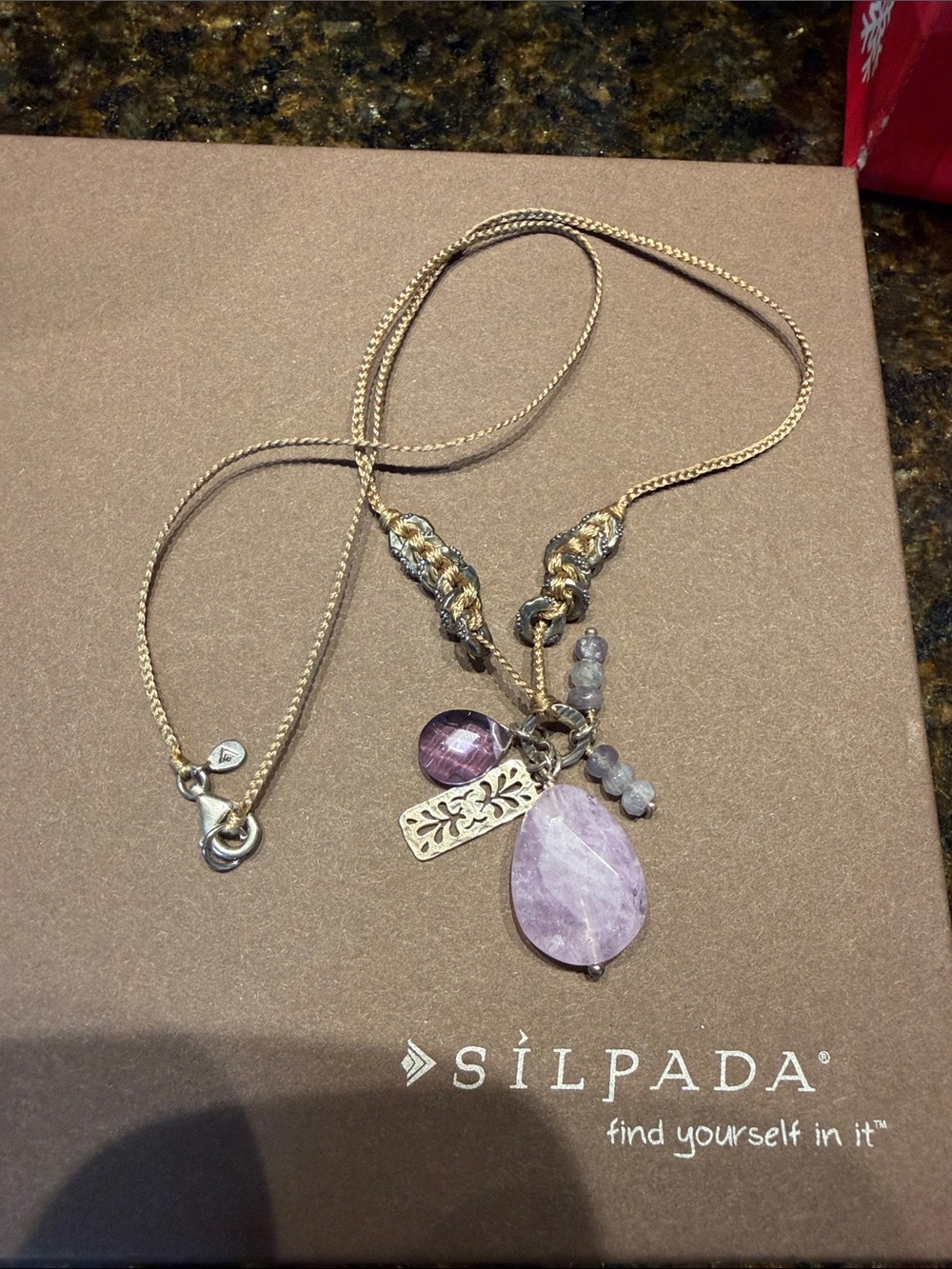 Silpada Gold-Tone Necklace with Light Purple and Lavender Gem Accents